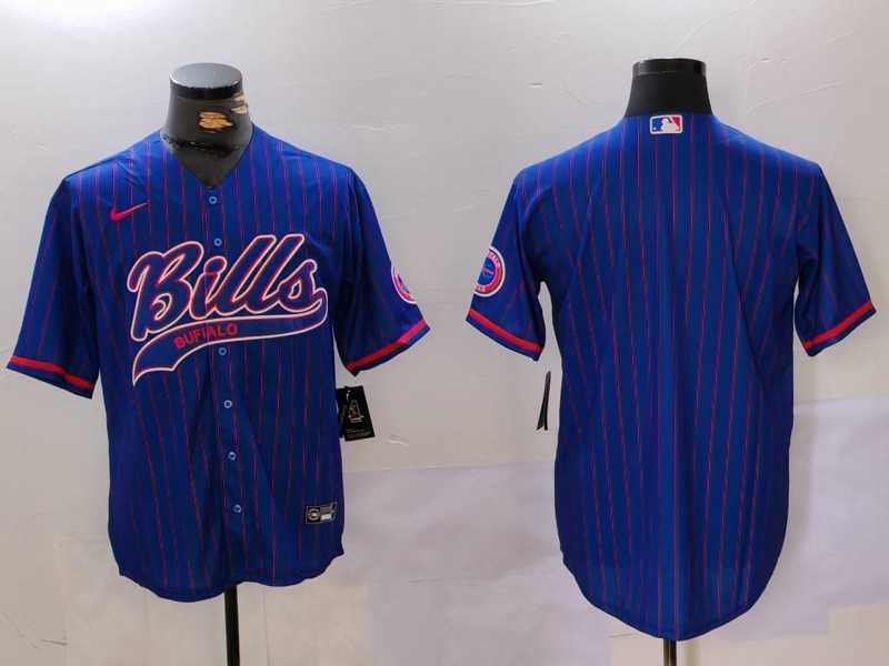 Men%27s Buffalo Bills Blank Blue Team Cool Base Stitched Baseball Jersey